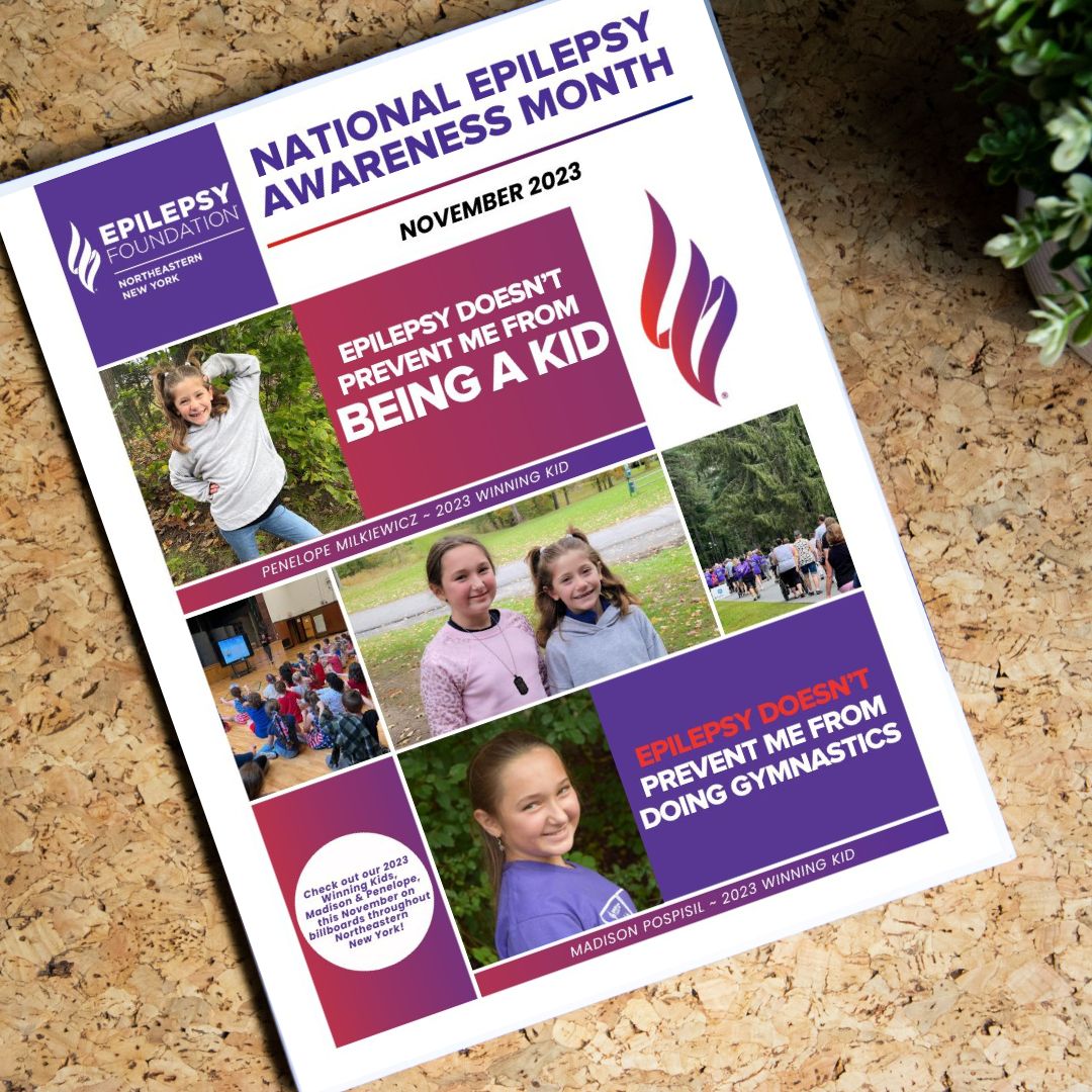 Our November 2023 newsletter that celebrated National Epilepsy Awareness Month and recognizes our 2023 winning kids on the cover